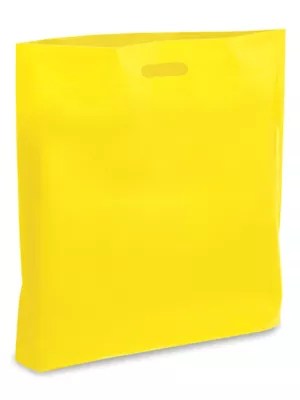 Die Cut Handle Bags 18 x 19 x 3", Yellow S5477Y Uline