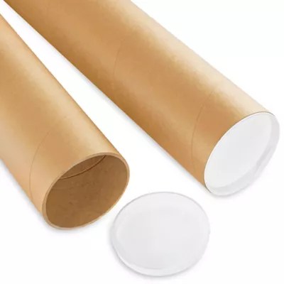 Kraft Mailing Tubes with End Caps 4 x 60", .125" thick S5575 Uline