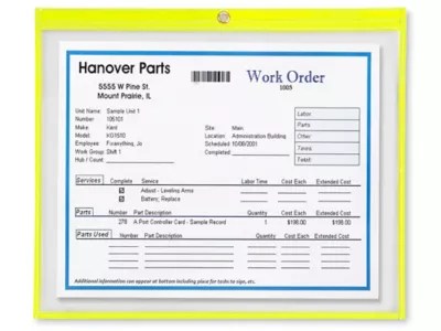 Job Ticket Holders 15 x 12", Yellow S6415Y Uline