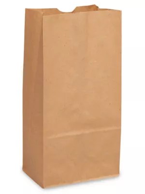 Paper Grocery Bags 5 x 3 1/4 x 9 3/4", 4, Kraft S7082 Uline