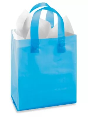 Gift Bags 8x5x10 24 Units Pink Frosted Plastic Gift Bags with Handle