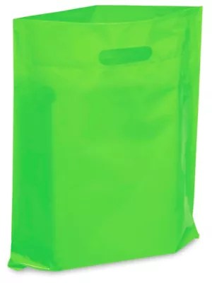 Die Cut Handle Bags 12 x 15", Lime S7632LIME Uline