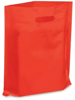 Die Cut Handle Bags 12 x 15", Red S7632R Uline