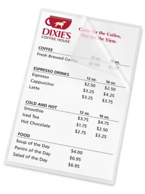 Menu Size Laminating Pouches Glossy, 5 Mil S7657 Uline