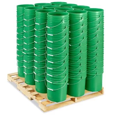 Plastic Pail Skid Lot 5 Gallon, Green S7914GS Uline