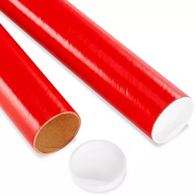 Mailing Tubes with End Caps 2 x 12", .060" thick, Red S8103RED Uline