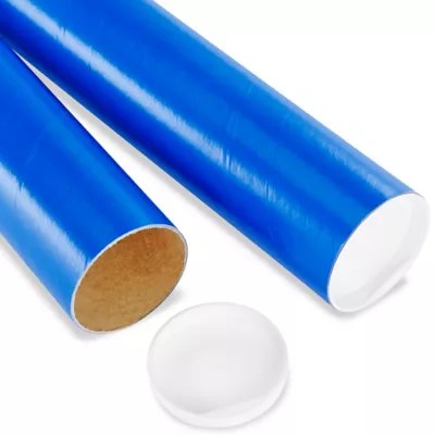 Mailing Tubes with End Caps 3 x 12", .060" thick, Blue S8105BLU Uline