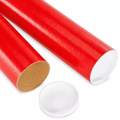 Mailing Tubes with End Caps 3 x 24", .070" thick, Red S8106RED Uline