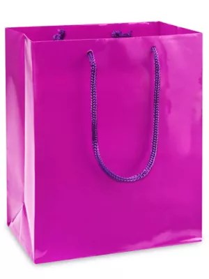 High Gloss Shopping Bags 8 x 4 x 10", Cub, Purple S8586PUR Uline