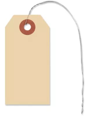 Manila Shipping Tags 2, 3 1/4 x 1 5/8", Prewired S930PW Uline