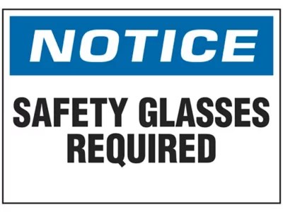 "Safety Glasses Required" Sign Vinyl, AdhesiveBacked S9962V Uline