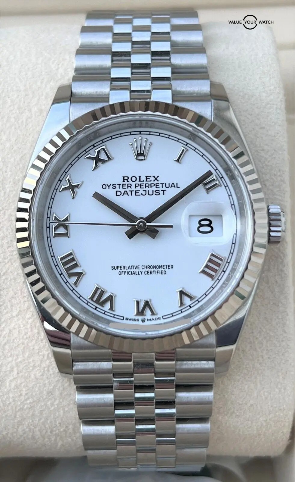 Rolex Datejust 36 126234 White Roman Dial Jubilee 2020 BOXES/PAPERS