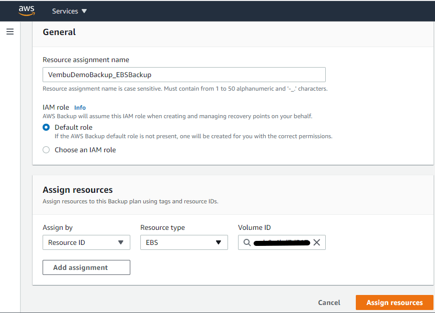 AWS Backup Configuring backup plan & assigning AWS resources