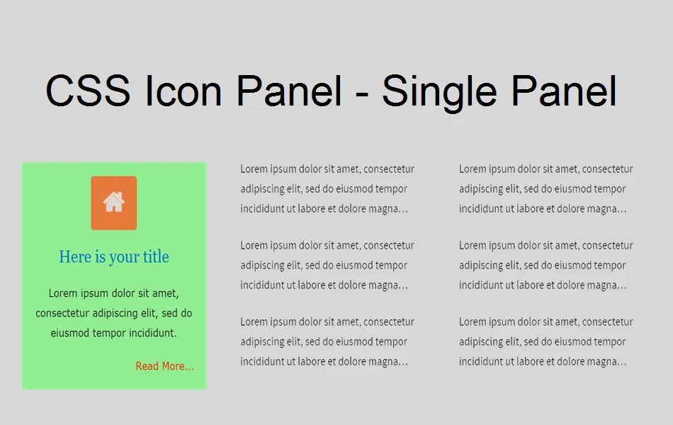 CSS Icons Panels Widget Single Panel Nots