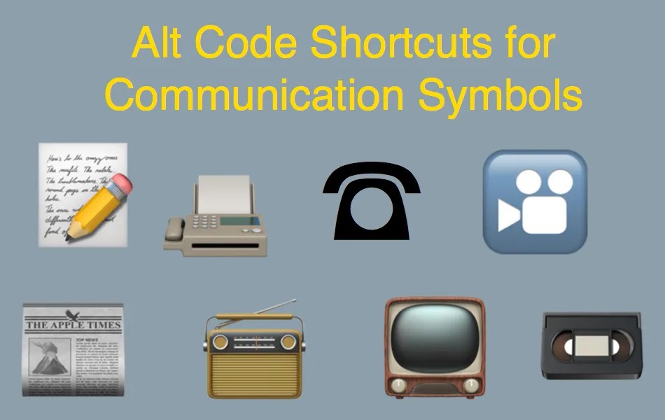 Alt Code Shortcuts for Communication Symbols Nots