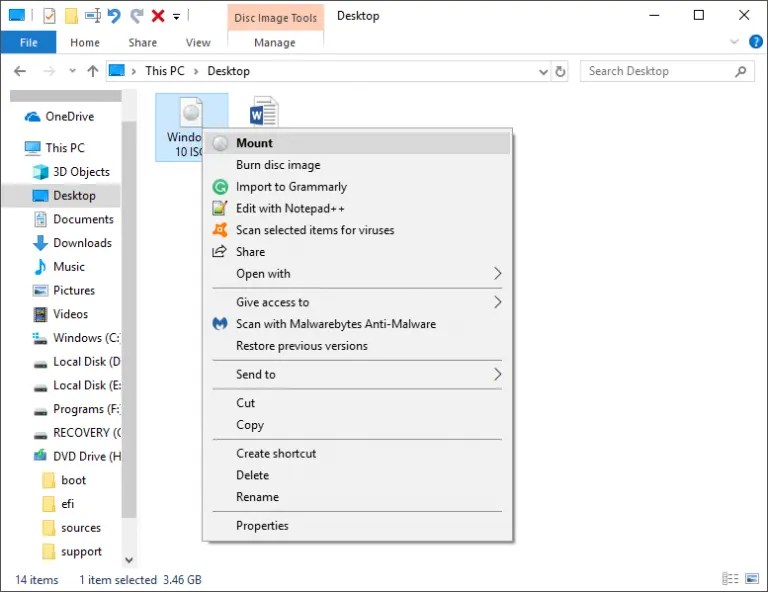 4 Ways to Mount ISO Image File in Windows 10 Nots