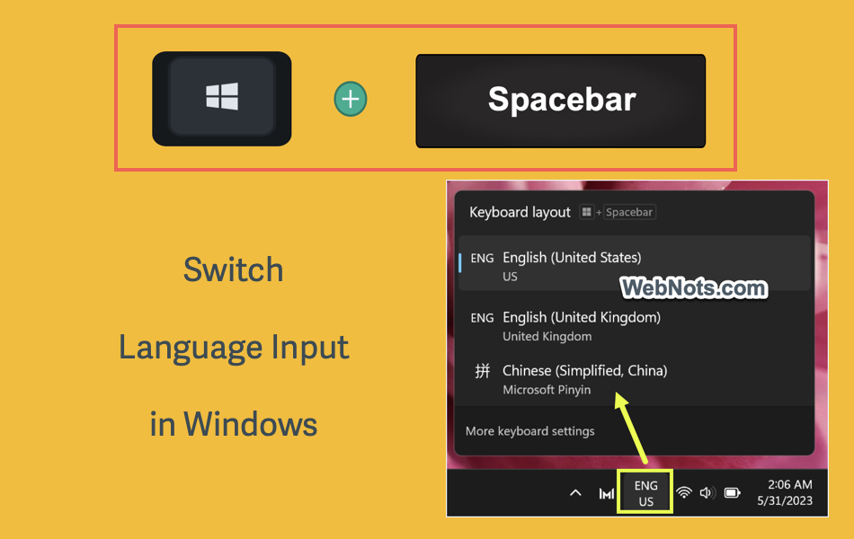 Keyboard Shortcuts to Switch Language in Windows 10 and 11 Nots
