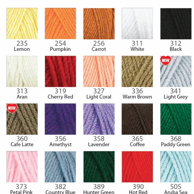 Red Heart Yarn Color Chart
