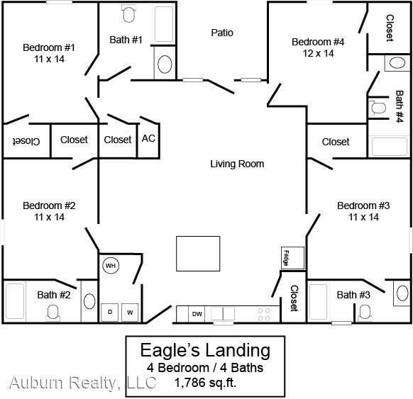 Eagles Landing North 802 West Longleaf Drive 30, Auburn, AL 36832 4 Bedroom House for 1,400