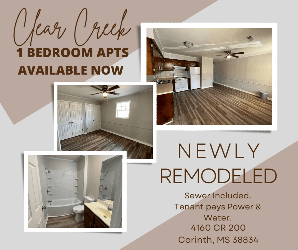Clear Creek Apartments 4160 County Road 200, Corinth, MS 38834 Zumper