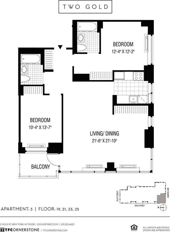 Gold St 1903, New York, NY 10038 2 Bedroom Apartment for Rent