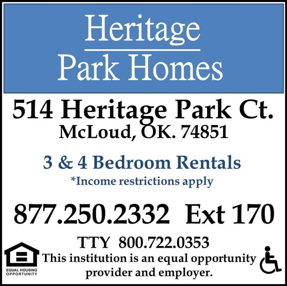 Heritage Park Homes Apartments 514 Heritage Park Ct, Mcloud, OK 74851