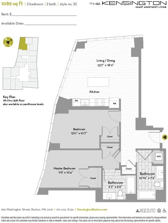 Washington St 1309, Boston, MA 02111 2 Bedroom Apartment for 4,344