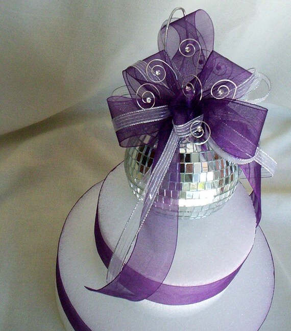 Wedding Cake Mirror Disco Ball Cake topper by AmoreBride on Etsy