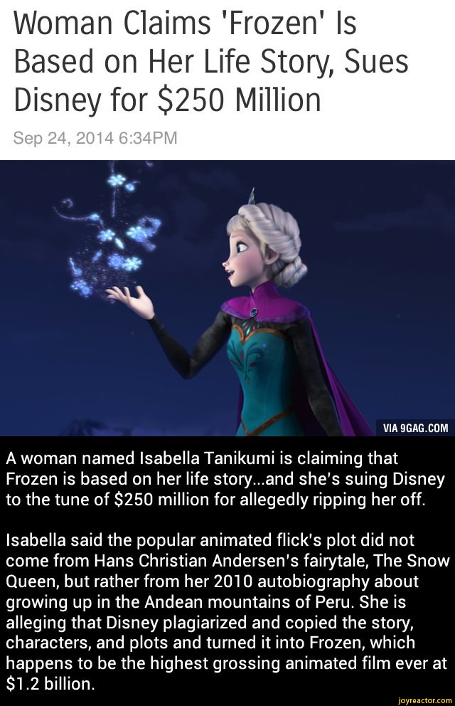 Woman Claims 'Frozen' Is Based on Her Life Story, Sues Disney for 250