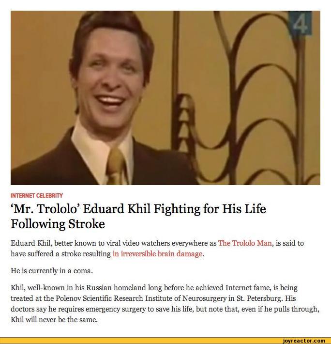 CELEBRITYMr. Trololo Eduard Khil Fighting for His Life