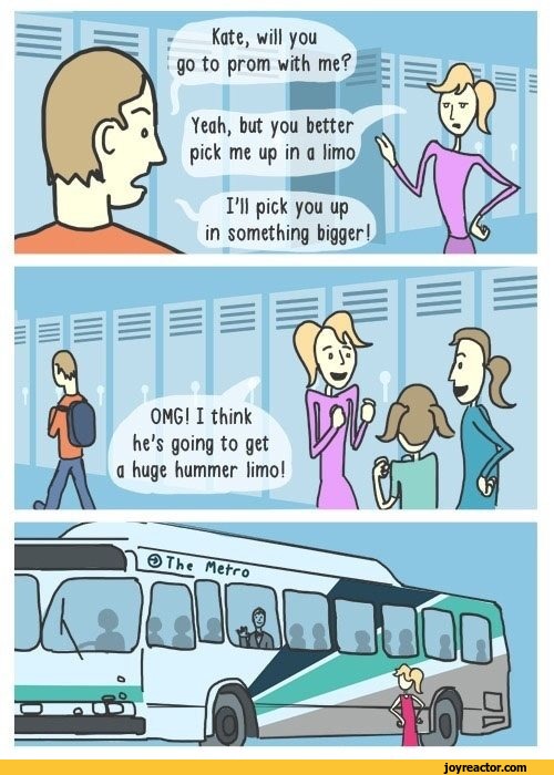 Kate, will you go to prom withYeah, but you better pick me up in a limoI'll pick you up in