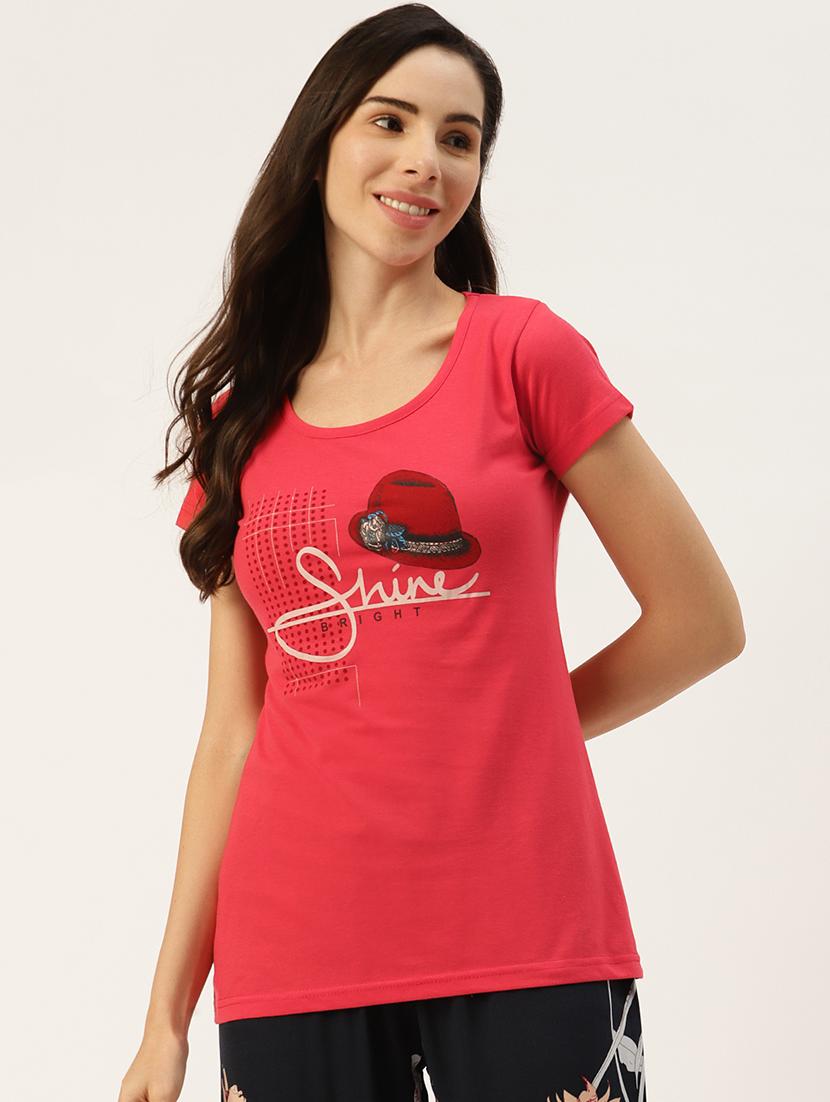 Buy online Printed Round Neck Regular Tee from western wear for Women