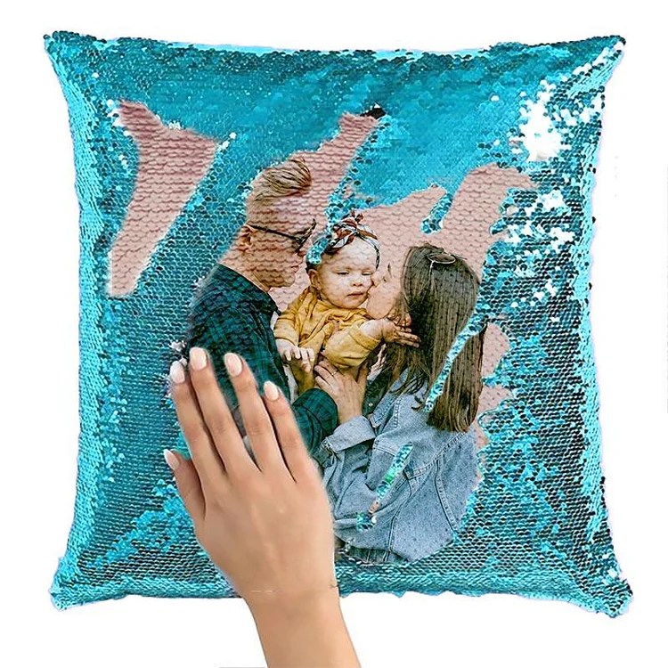 Custom Sequin Pillow Personalized Mermaid Sequin Throw Pillow with Photo