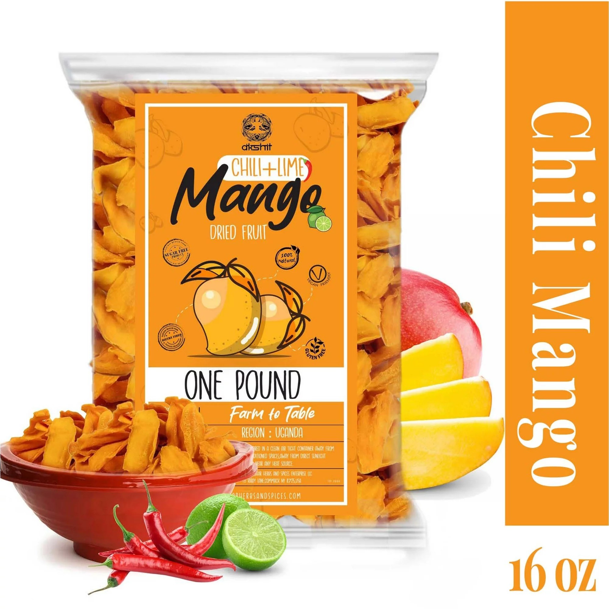 Get Organic Dried Mango Slices, Mango with Chili, Chili Mango Slices, 1