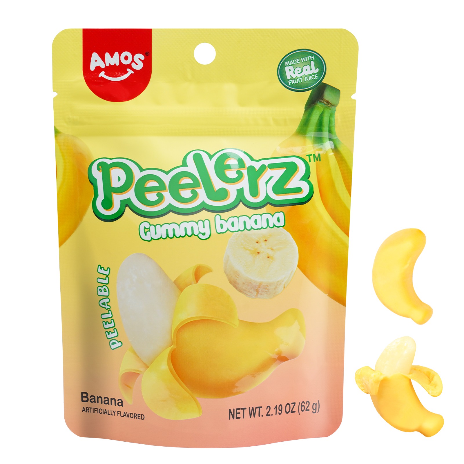 Get Amos Peelzer Gummy Banana Candy, Peelable Fruit Gummy Snacks