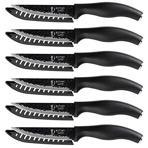 Steak Knife Set, RITSU 4.5" Steak Knives Set of 6, German Steel Steak