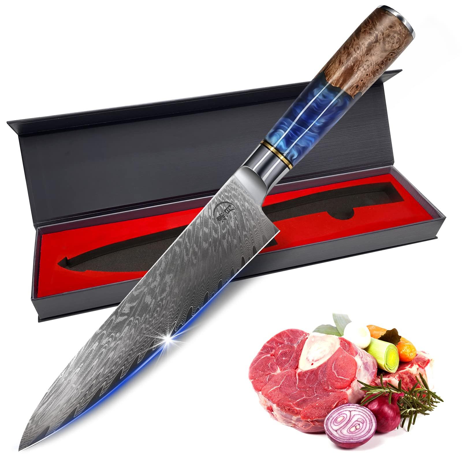 Get RITSU Chef Knife 8 Inch Damascus Chef's Knife, AUS10 Damascus Steel Japanese Delivered