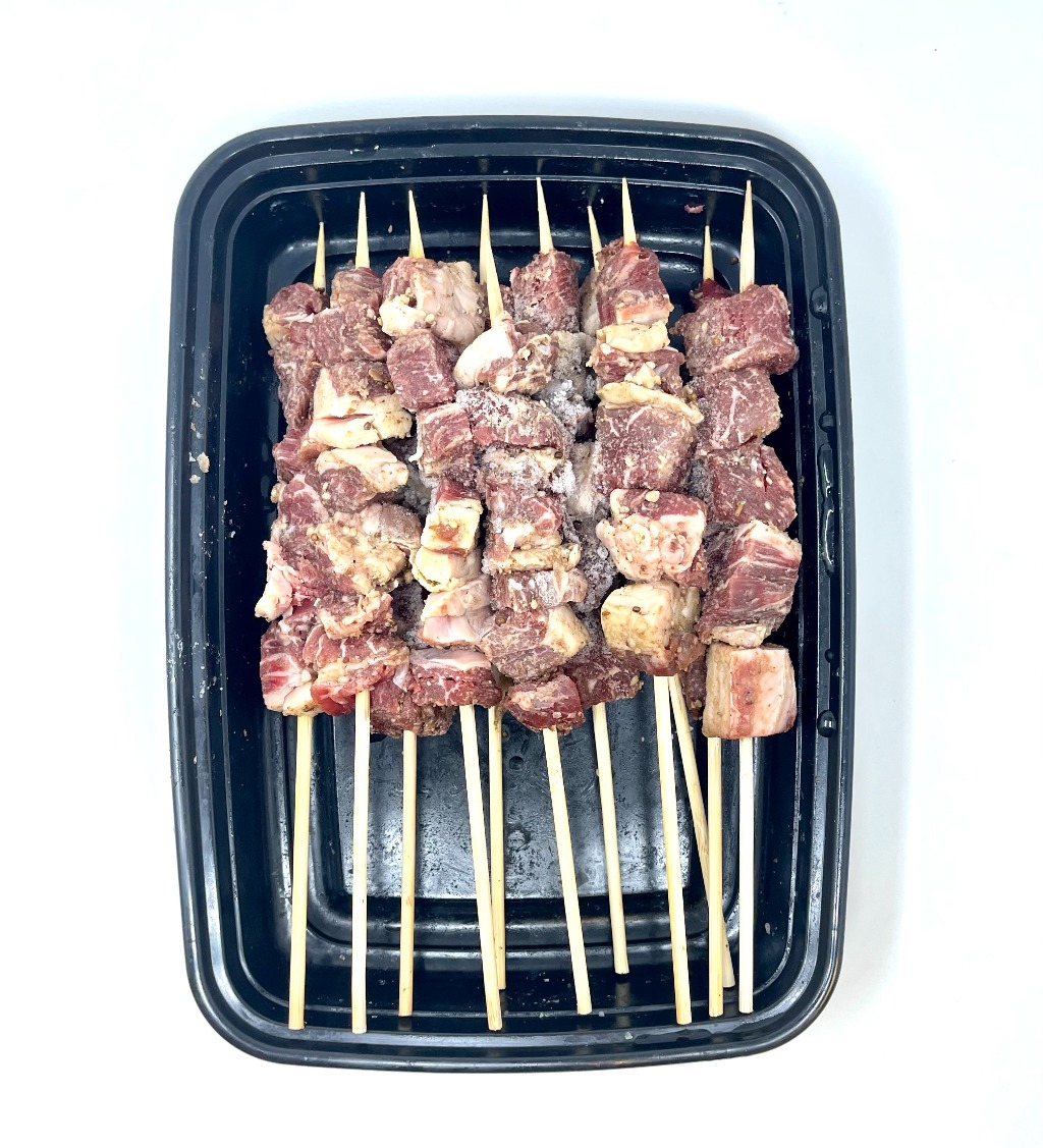 Get One Meat Beef Ribeye Skewers for BBQ, Spicy 1012pc Delivered
