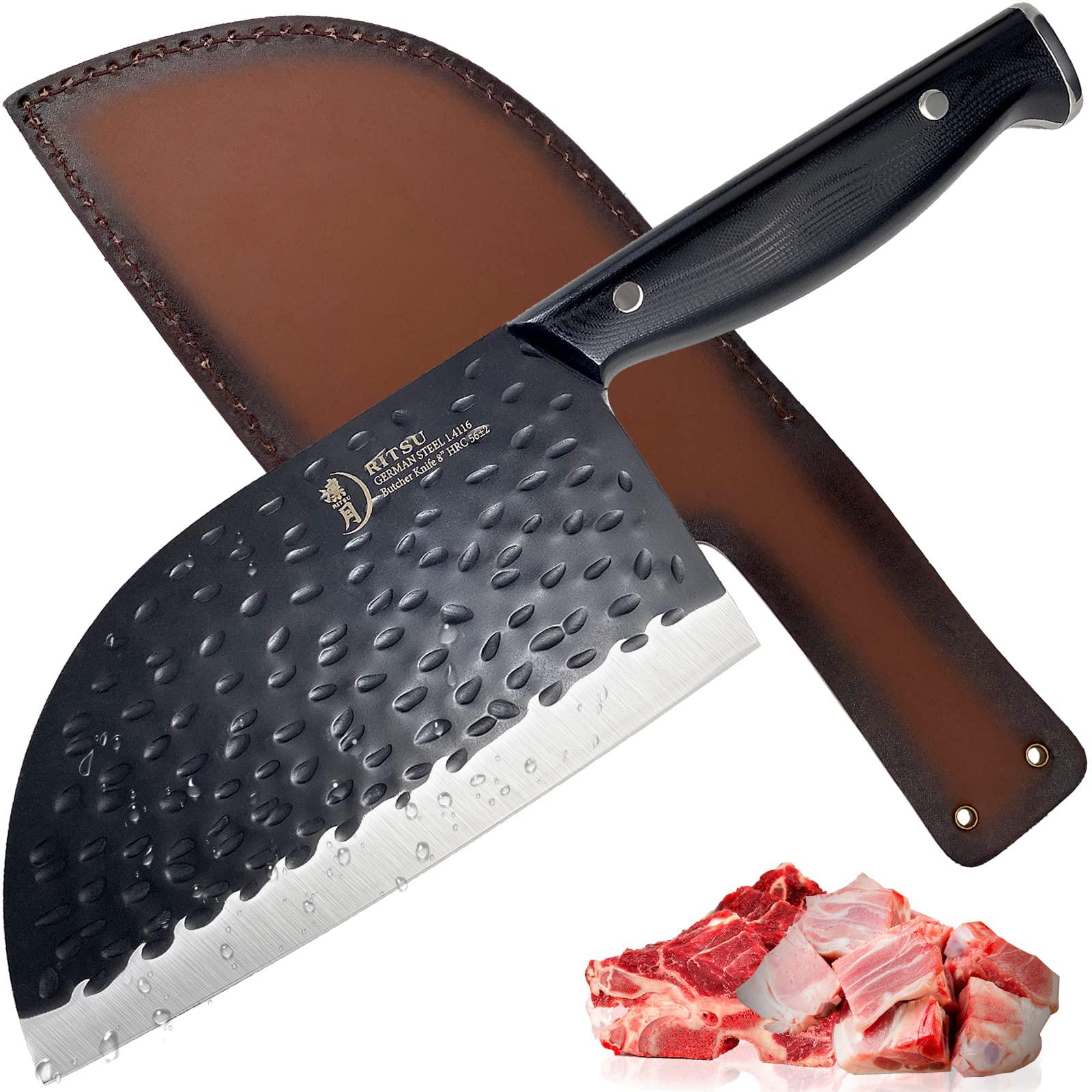 Get RITSU Butcher Knife ,8 Inch Serbian Chef Knife Hand Kitchen Knife Delivered Weee
