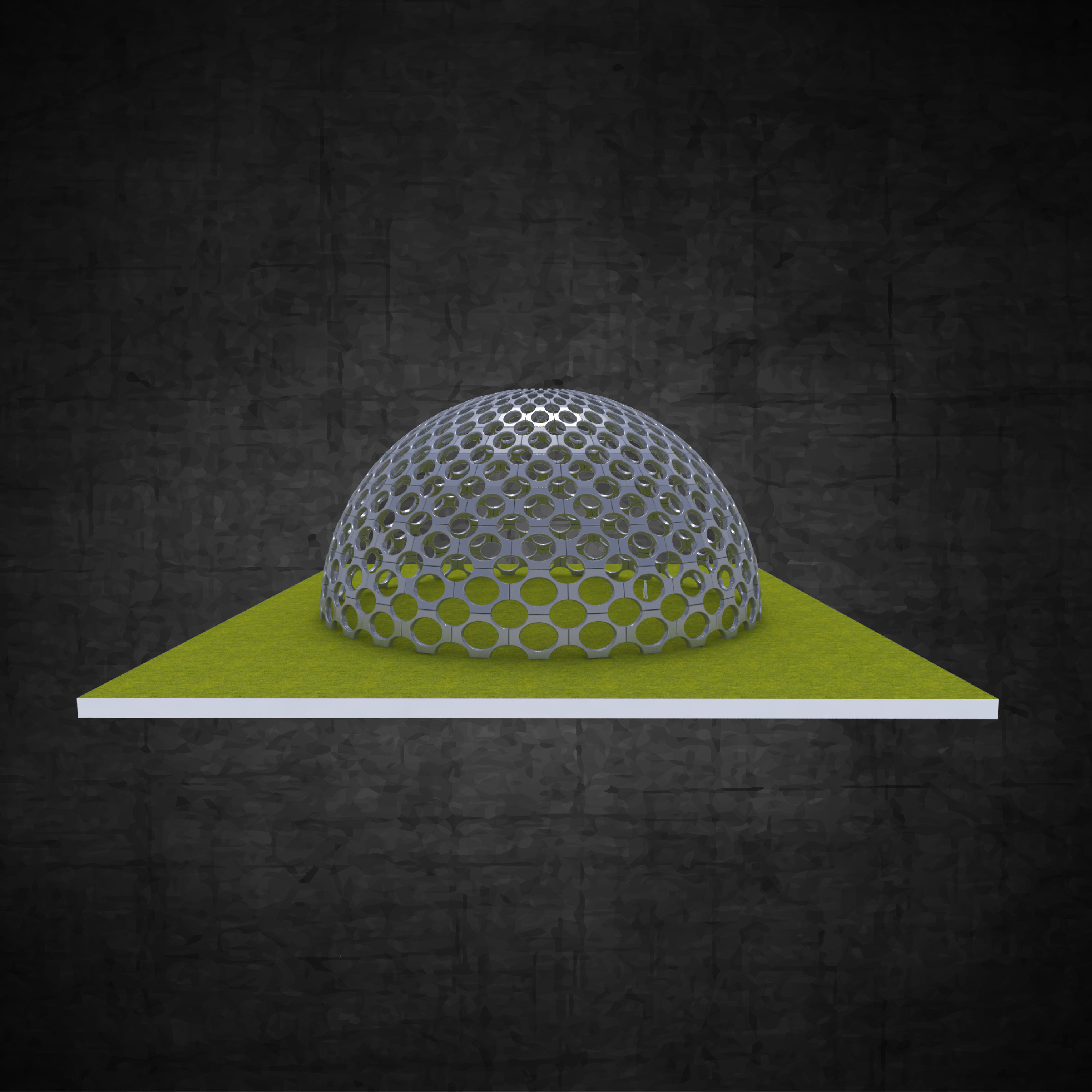 Dome hexagonal grid circular pattern large scale 3D asset
