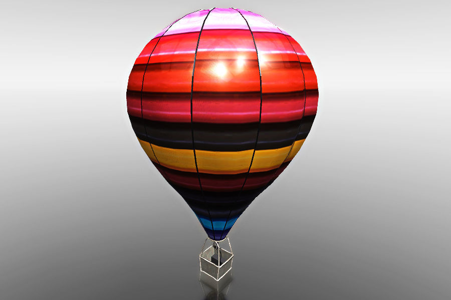 Colorful Hot Air Balloon For Games 3D model FBX
