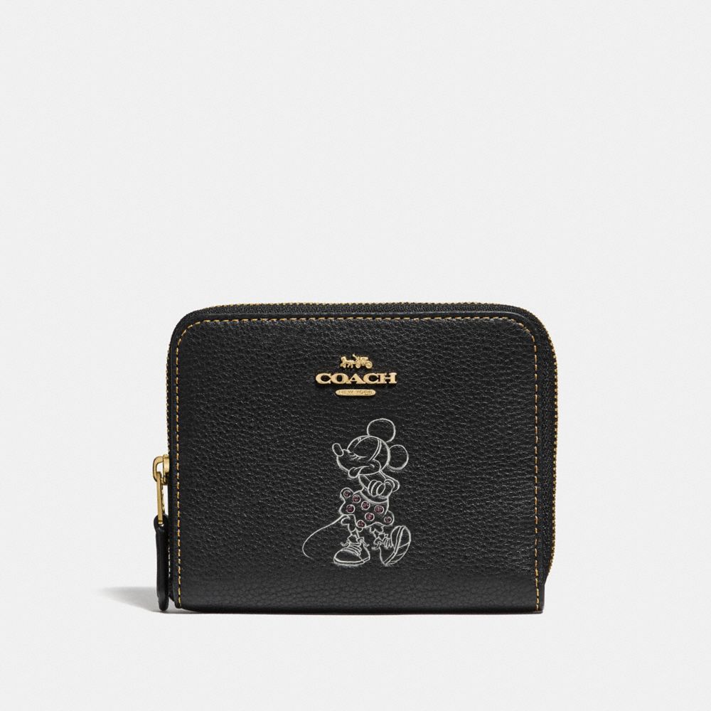 COACH Boxed Minnie Mouse Small Zip Around Wallet With Motif