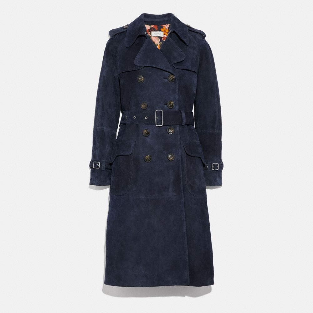 COACH Suede Trench With Printed Lining