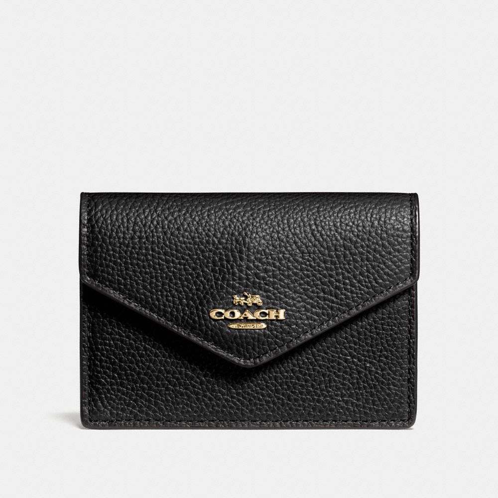 COACH Envelope Card Case In Polished Pebble Leather