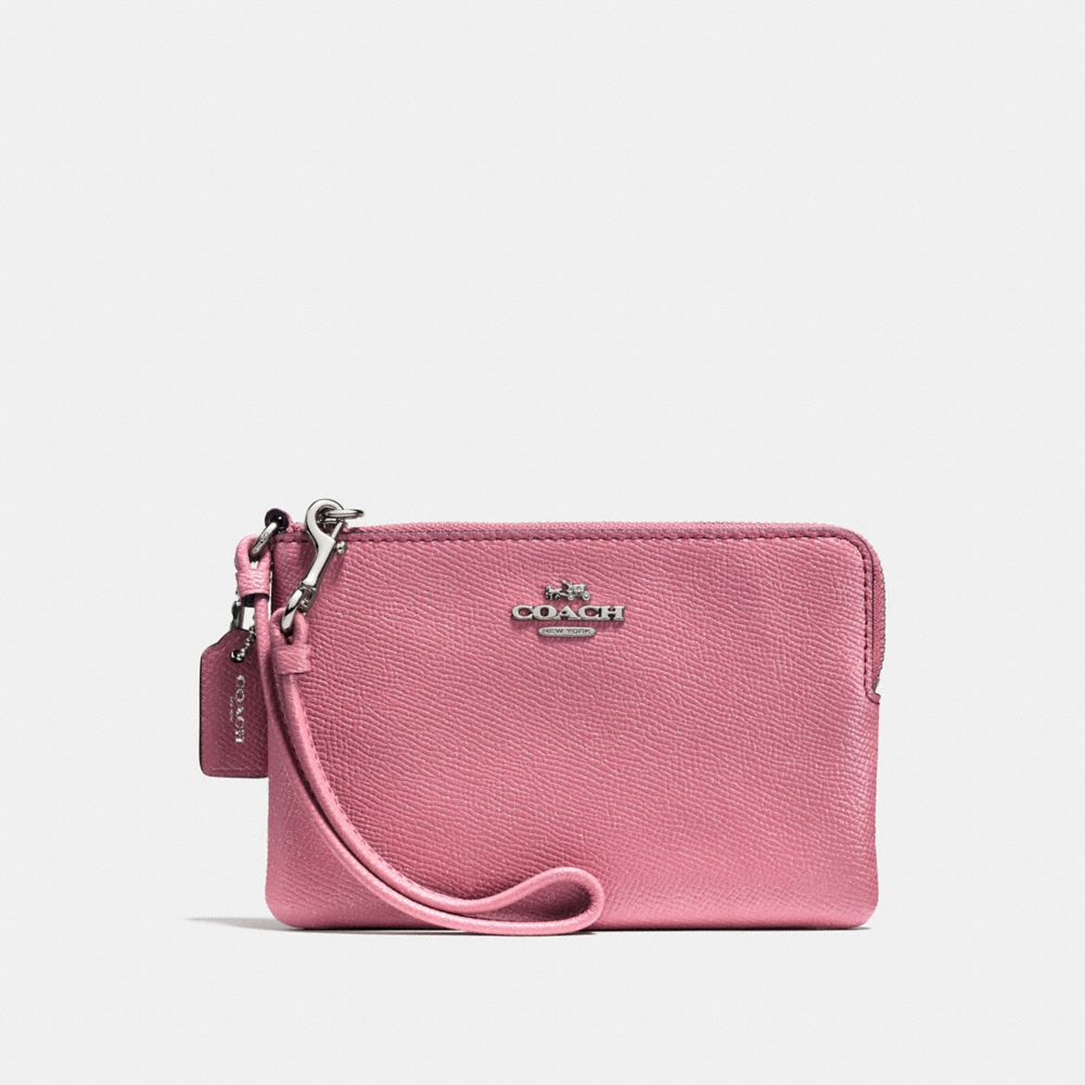 COACH Small Wristlet in Metallic Crossgrain Leather