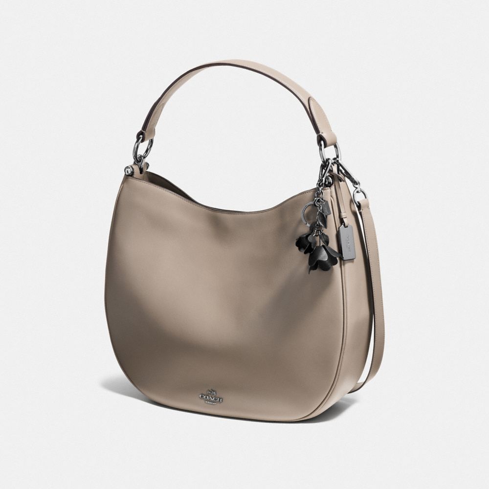 COACH Designer Keychains Leather Tea Rose Bag Charm