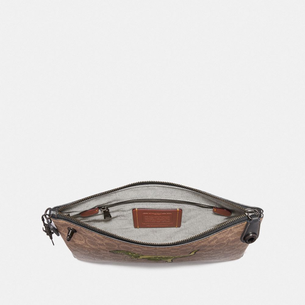 COACH Turnlock Pouch In Signature Canvas With Rexy