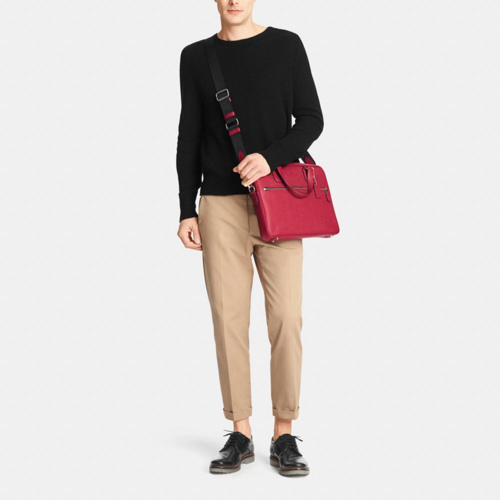 COACH Mens Leather Business Bags Coach Hudson 5 Bag In Crossgrain Leather