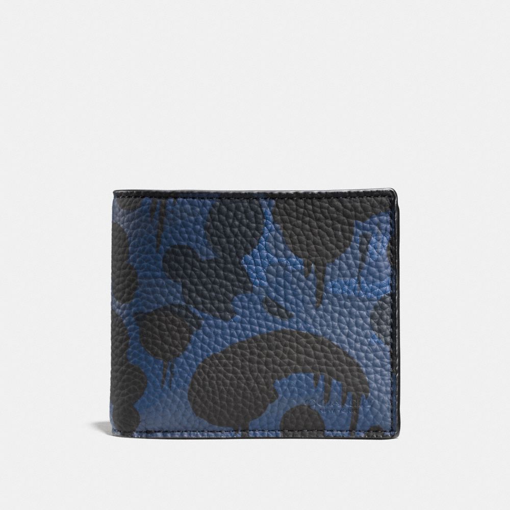 COACH Mens Wallets Compact Id Wallet In Wild Beast Camo Print Pebble