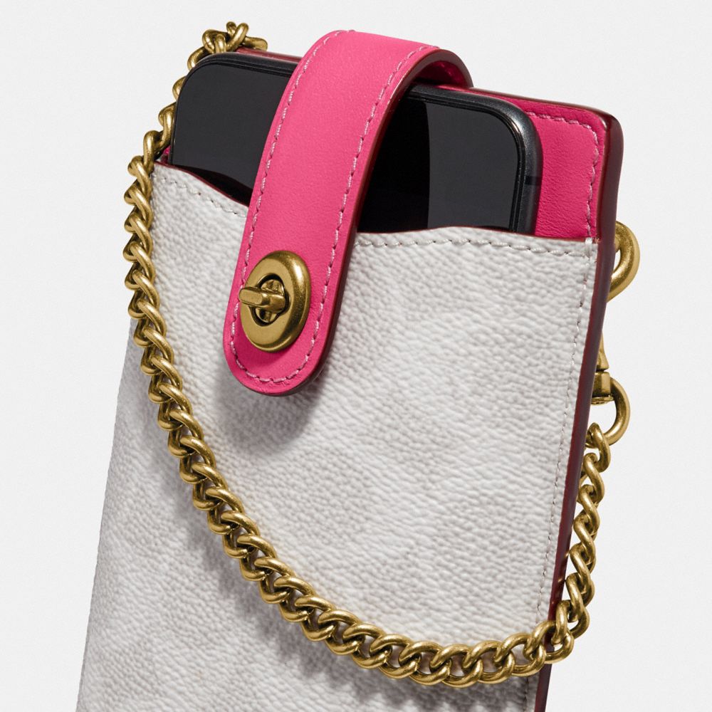 COACH Turnlock Chain Phone Crossbody In Blocked Signature Canvas